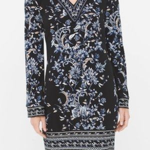 WHITE HOUSE BLACK MARKET - V-NECK FLORAL DRESS